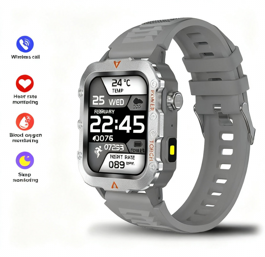 New Men'S Smart Watch LED Flashlight Outdoor Sports Smart Watch Wristwatch Health Monitoring Smart Watch